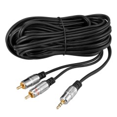 Шнур 3.5 Stereo Plug - 2RCA Plug 5м (GOLD) металл Rexant 17-4225