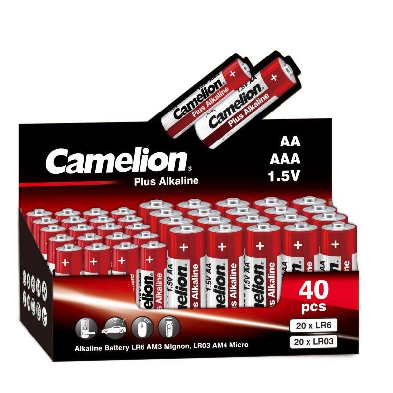 Элемент питания алкалиновый 20хAA/LR6+20хAAA/LR03-CB 1.5В Plus Alkaline COMBO40 (уп.40шт) Camelion 1