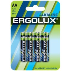 Элемент питания алкалиновый Alkaline BL8 LR6 батарейка1.5В Ergolux 14815