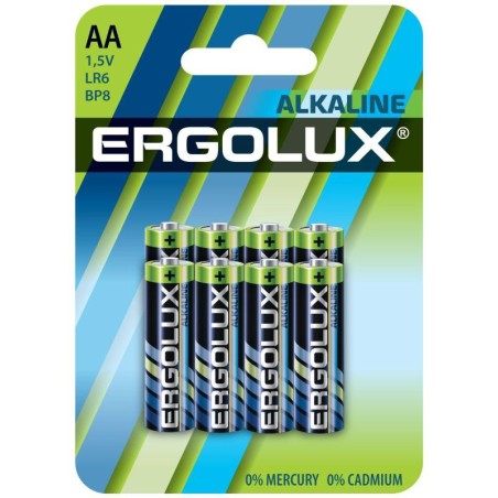 Элемент питания алкалиновый Alkaline BL8 LR6 батарейка1.5В Ergolux 14815