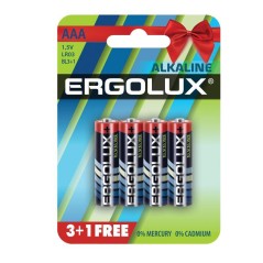 Элемент питания алкалиновый AAA/LR03 1.5В Alkaline BL 3+1(FREE) (уп.4шт) Ergolux 12865