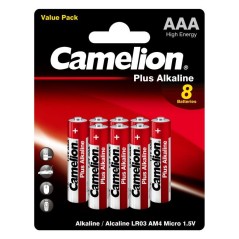 Элемент питания алкалиновый AAA/LR03 1.5В Plus Alkaline LR03-BP8 BL-8 (блист.8шт) Camelion 14134