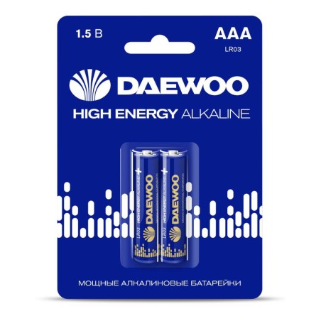 Элемент питания алкалиновый AAA/LR03 1.5В High Energy Alkaline 2021 BL-2 (уп.2шт) DAEWOO 5030350