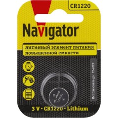 Элемент питания литиевый CR1220 93 825 NBT-CR1220-BP1 (блист.1шт) NAVIGATOR 93825