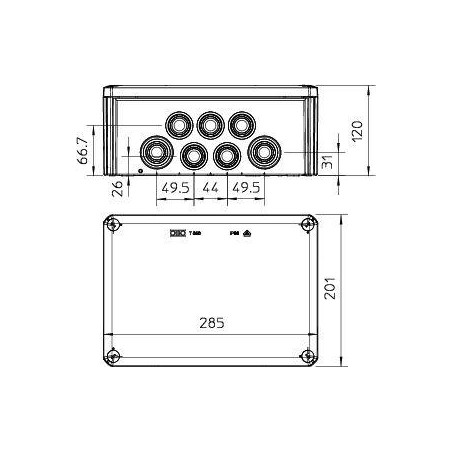 Коробка распределительная 285х201х120мм T350 OBO 2007125