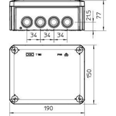 Коробка распределительная 190х150х77мм T160 7хM25 5хM32 IP66 свет. сер. OBO 2007093
