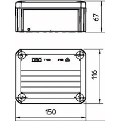 Коробка распределительная 150х116х67мм IP66 T100 OE закрыт. сер. OBO 2007255