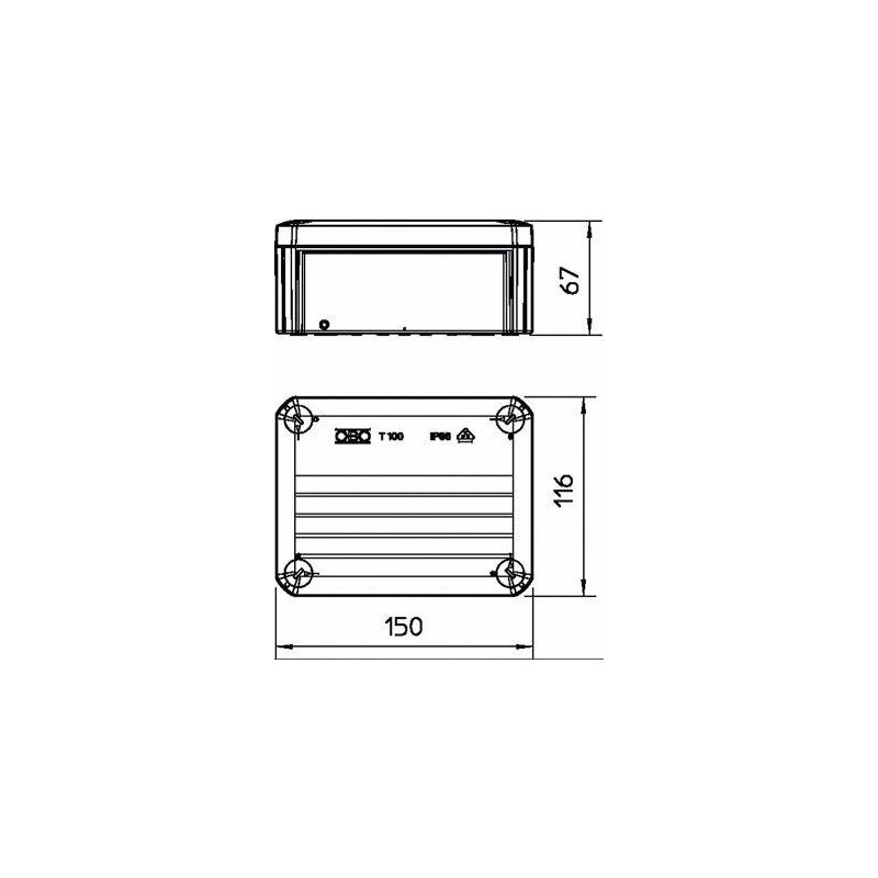Коробка распределительная 150х116х67мм IP66 T100 OE закрыт. сер. OBO 2007255