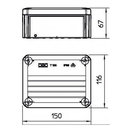 Коробка распределительная 150х116х67мм IP66 T100 OE закрыт. сер. OBO 2007255