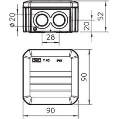 Коробка распределительная 90х90х52мм T40 M20 KL OBO 2007904