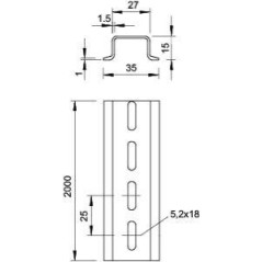 Рейка монтажная 2000х35х15 2069 15 1.5 FS (дл.2м) OBO 1115460