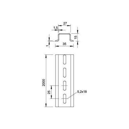 Рейка монтажная 2000х35х15 2069 15 1.5 FS (дл.2м) OBO 1115460