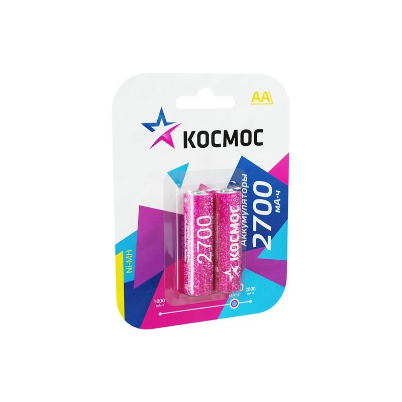 Аккумулятор AA/R6 NI-MN 2700мА.ч BP-2 (блист.2шт) Космос KOCR6NIMH2700MAH2BL