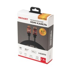 Кабель HDMI - HDMI 2.1 1.5м Gold Rexant 17-6003