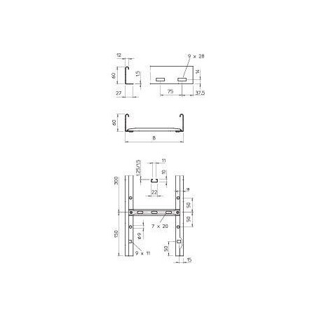 Лоток лестничный 200х60 L3000 сталь 1.5мм LG 620 NS 3 FS OBO 6208506