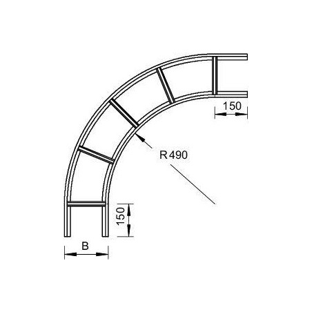 Угол для лестн. лотка горизонт. 90град. 400х60 LBI 90 640 VS FT OBO 6211356