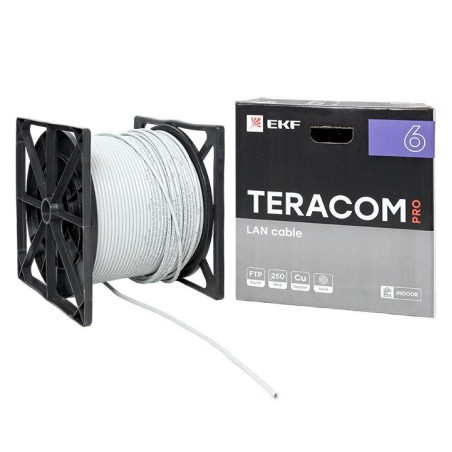 Кабель витая пара F/UTP кат.6 4 пары 23 AWG solid PVC сер. (уп.305м) TERACOM PRO EKF TRP-6FTP-04PVC-