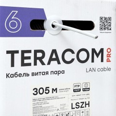 Кабель витая пара F/UTP кат.6 4 пары solid 23AWG оболочка LSZH нг(А)-HF TERACOM PRO сер. (уп.305м) E