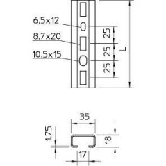 Рейка профильная 1000х35х18 1268 SL 1M FS (дл.1м) OBO 1104445