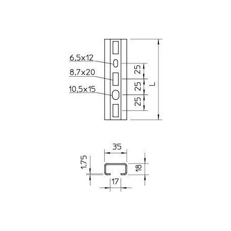 Рейка профильная 1000х35х18 1268 SL 1M FS (дл.1м) OBO 1104445