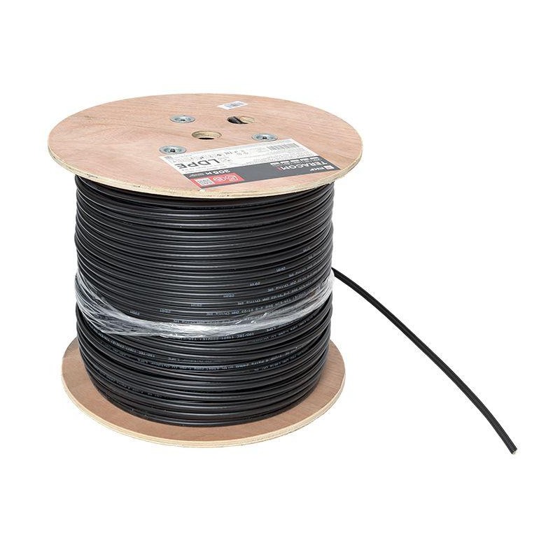 Кабель витая пара F/UTP кат.5E 4 пары 24 AWG solid с тросом сталь 7х0.4мм LDPE черн. (уп.305м) TERAC