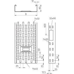 Лоток листовой перфорированный 300х60 L3000 сталь 1мм IKS 630 FS OBO 6087140