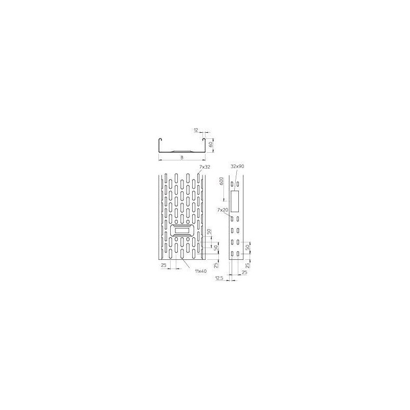 Лоток листовой перфорированный 300х60 L3000 сталь 1мм IKS 630 FS OBO 6087140