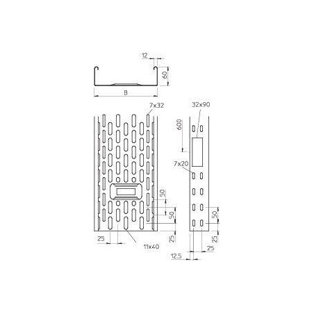 Лоток листовой перфорированный 300х60 L3000 сталь 1мм IKS 630 FS OBO 6087140