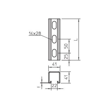 Рейка монтажная 3000х41х41 MS 41 L 3M FS (дл.3м) OBO 1122910