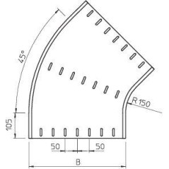 Угол для лотка горизонтальный 45град. 500х60 RB 45 650 FT OBO 7066503