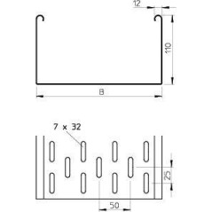 Лоток листовой перфорированный 100х110 L3000 сталь 1мм MKS 110 FT OBO 6060609