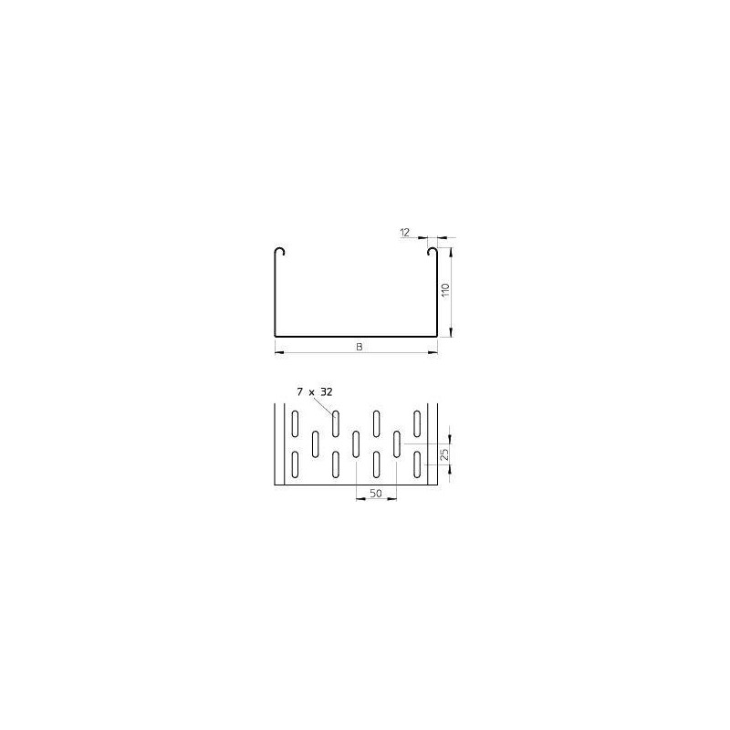 Лоток листовой перфорированный 100х110 L3000 сталь 1мм MKS 110 FT OBO 6060609