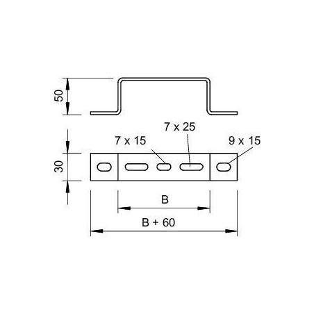 Скоба для крепления лотка к полу/к стене осн.150 гор. оцинк. DBL 50 150 FT OBO 6015573