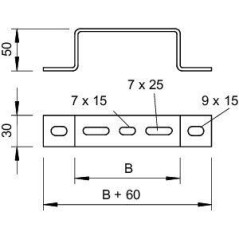 Скоба для крепления лотка к полу/к стене осн.300 гор. оцинк. DBL 50 300 FT OBO 6015603