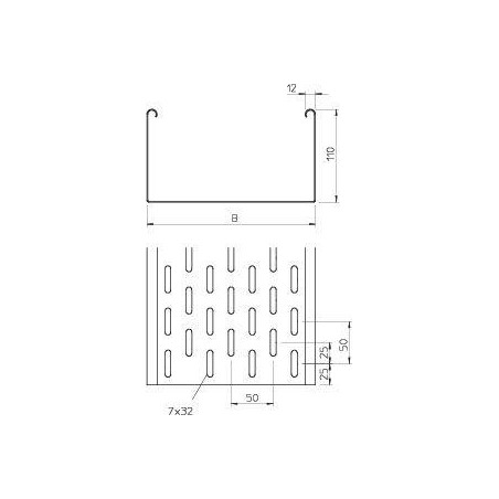 Лоток листовой перфорированный 400х110 L3000 сталь 1мм MKS 140 FS OBO 6060404