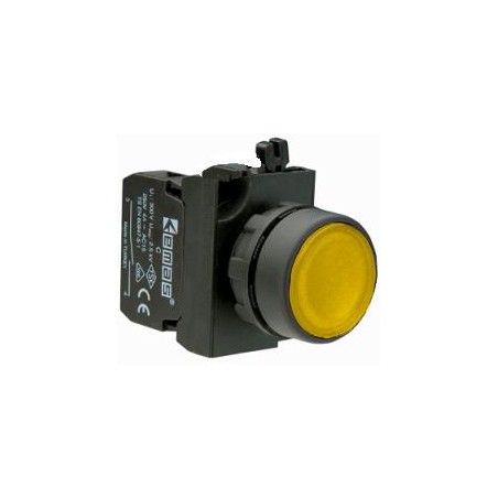 Кнопка нажимная круглая CP102DS (1НО+1НЗ) желт. EMAS CP102DS