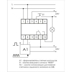 Счетчик импульсов CLI-01 24-264В AC/DC 8А 1NO/NC IP20 вход сброса реле управления нагрузкой прямой с