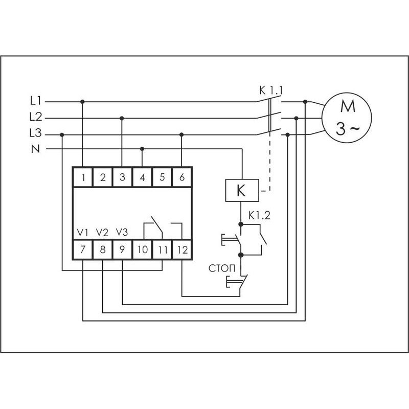 Реле контроля наличия фаз и состояния контактора CKF-2BT (контроль чередования, слипания фаз, регули