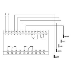 Реле уровня PZ-832 (без датчиков 4-х уровневый контроль аварийных макс. и мин. уровней монтаж на DIN