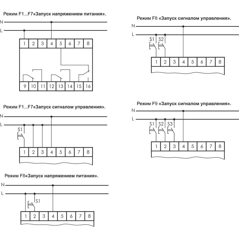 Реле времени RV-03 3х8А 100-264В AC/DC 3NO/NC IP20 многофункц. 3-х канал. 9 режимов работы с входами