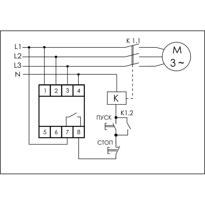 Реле контроля фаз CZF-B (3х400/230+N 8А 1перекл. IP20 монтаж на DIN-рейке) F@F EA04.001.002