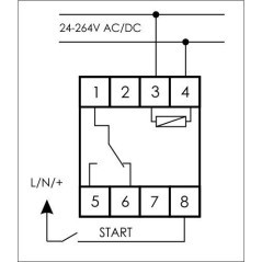 Реле времени PCS-517 16А 24-264В AC/DC 1 перекл. IP20 многофункц. цифр./индикация монтаж на DIN-рейк