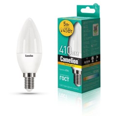 Лампа светодиодная LED5-C35/830/E14 5Вт свеча 3000К тепл. бел. E14 390лм 220-240В Camelion 12031