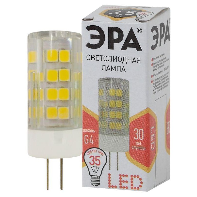 Лампа светодиодная JC-3.5w-220V-corn ceramics-827-G4 280лм ЭРА Б0027855