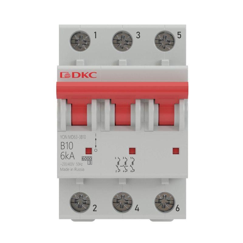 Выключатель автоматический модульный 3п D 16А 10кА MD63 YON MD63-3D16-10