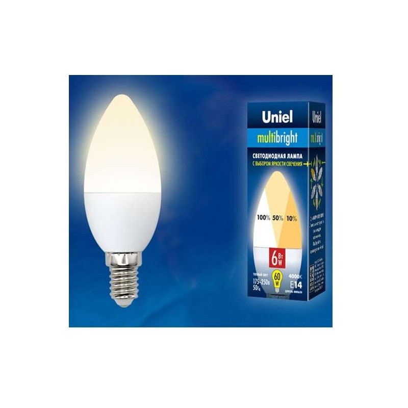 Лампа светодиодная LED-C37-6W/WW/E14/FR/MB PLM11WH Multibright 6Вт свеча матовая 3000К тепл. бел. E1