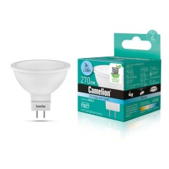 Лампа светодиодная LED3-JCDR/845/GU5.3 3Вт рефлектор матовая 4500К бел. GU5.3 270лм 207-244В Camelion 11368