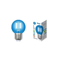 Лампа светодиодная LED-G45-5W/BLUE/E27 GLA02BL форма "шар" Air color син. упак. картон Uniel UL-0000