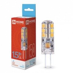 Лампа светодиодная LED-JC 1.5Вт капсульная прозрачная 6500К холод. бел. G4 150лм 12В IN HOME 4690612