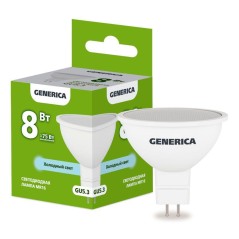 Лампа светодиодная MR16 8Вт софит 6500К GU5.3 230В GENERICA LL-MR16-08-230-65-GU5-G